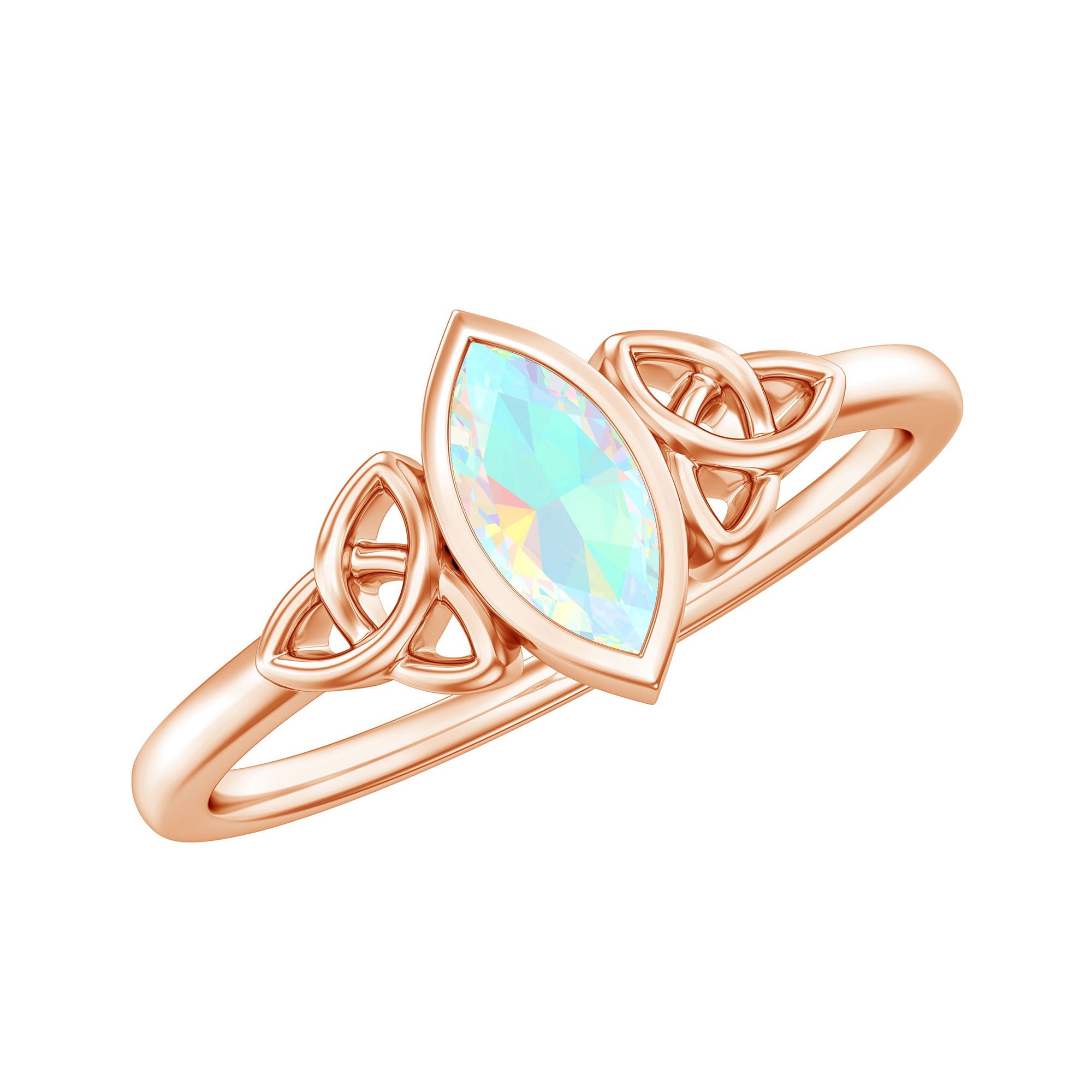 1/2 CT Marquise Cut Ethiopian Opal Solitaire Ring with Celtic Details Ethiopian Opal - ( AAA ) - Quality - Rosec Jewels