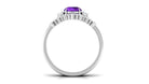 Real Amethyst Designer Trio Wedding Ring Set with Diamond Amethyst - ( AAA ) - Quality - Rosec Jewels