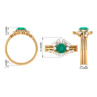Genuine Round Emerald Wedding Ring Set with Diamond Accent Emerald - ( AAA ) - Quality - Rosec Jewels