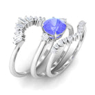 1.5 CT Round Tanzanite Designer Trio Wedding Ring Set with Diamond Tanzanite - ( AAA ) - Quality - Rosec Jewels