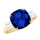 Rosec Jewels-Cushion Cut Created Blue Sapphire Solitaire Ring