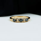 Oval Black Onyx East West Anniversary Band Ring with Diamond Black Onyx - ( AAA ) - Quality - Rosec Jewels
