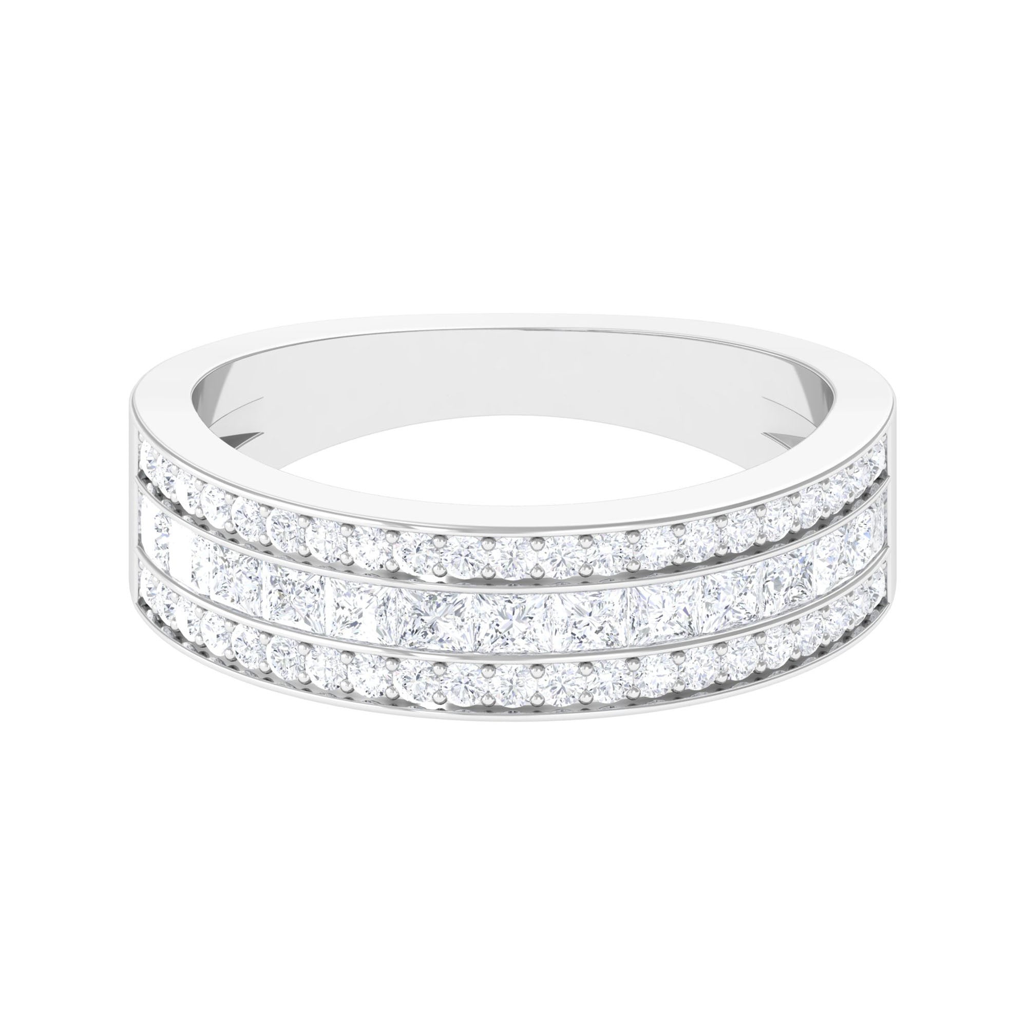 Rosec Jewels-3 Row Certified Moissanite Wide Eternity Band Ring