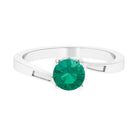 Round Natural Emerald Solitaire Bypass Ring Emerald - ( AAA ) - Quality - Rosec Jewels