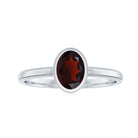 Bezel Set Oval Garnet Solitaire Ring with Beaded Detailing Garnet - ( AAA ) - Quality - Rosec Jewels