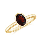 Bezel Set Oval Garnet Solitaire Ring with Beaded Detailing Garnet - ( AAA ) - Quality - Rosec Jewels