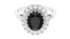 Oval Lab Grown Black Diamond and Moissanite Halo Engagement Ring Lab Created Black Diamond - ( AAAA ) - Quality - Rosec Jewels