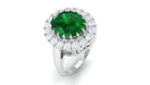 Vintage Style Lab Grown Emerald and Moissanite Halo Engagement Ring Lab Created Emerald - ( AAAA ) - Quality - Rosec Jewels