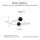 Round Garnet 2 Stone Bypass Promise Ring Garnet - ( AAA ) - Quality - Rosec Jewels