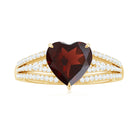 Heart Shape Solitaire Garnet Designer Engagement Ring with Diamond Garnet - ( AAA ) - Quality - Rosec Jewels