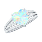 Heart Shape Solitaire Ethiopian Opal Designer Engagement Ring with Diamond Ethiopian Opal - ( AAA ) - Quality - Rosec Jewels