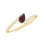 Tilted Pear Shape Garnet and Diamond Bypass Promise Ring Garnet - ( AAA ) - Quality - Rosec Jewels