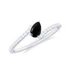 Tilted Pear Shape Black Spinel and Diamond Bypass Promise Ring Black Spinel - ( AAA ) - Quality - Rosec Jewels