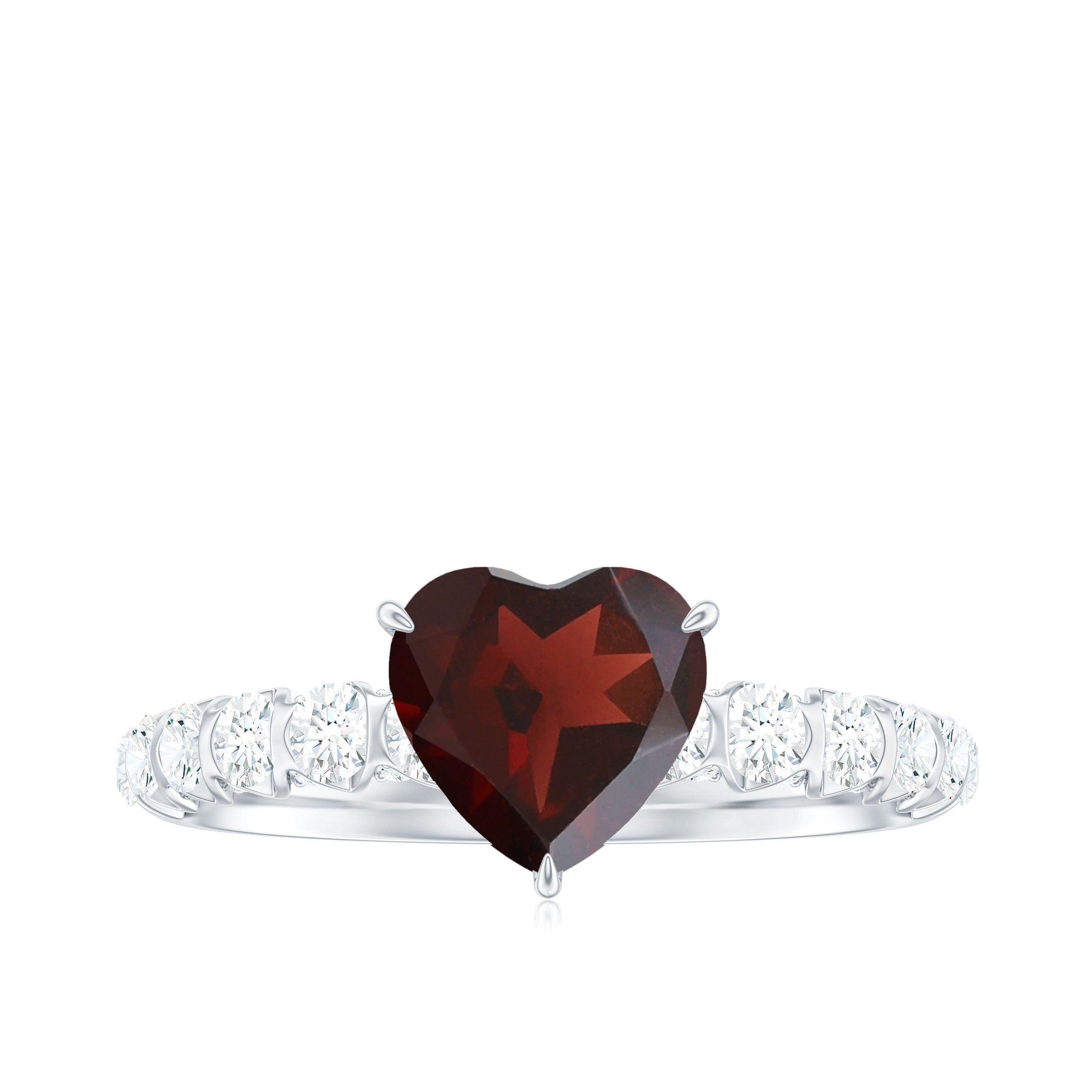 4.75 CT Heart Shape Garnet Engagement Ring with Diamond Garnet - ( AAA ) - Quality - Rosec Jewels