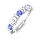 Classic Tanzanite and Diamond Half Eternity Band Ring Tanzanite - ( AAA ) - Quality - Rosec Jewels