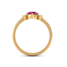 Simple Round Pink Tourmaline and Diamond Promise Ring Pink Tourmaline - ( AAA ) - Quality - Rosec Jewels