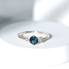 Minimal Round London Blue Topaz and Diamond Promise Ring London Blue Topaz - ( AAA ) - Quality - Rosec Jewels