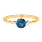 Minimal Round London Blue Topaz and Diamond Promise Ring London Blue Topaz - ( AAA ) - Quality - Rosec Jewels