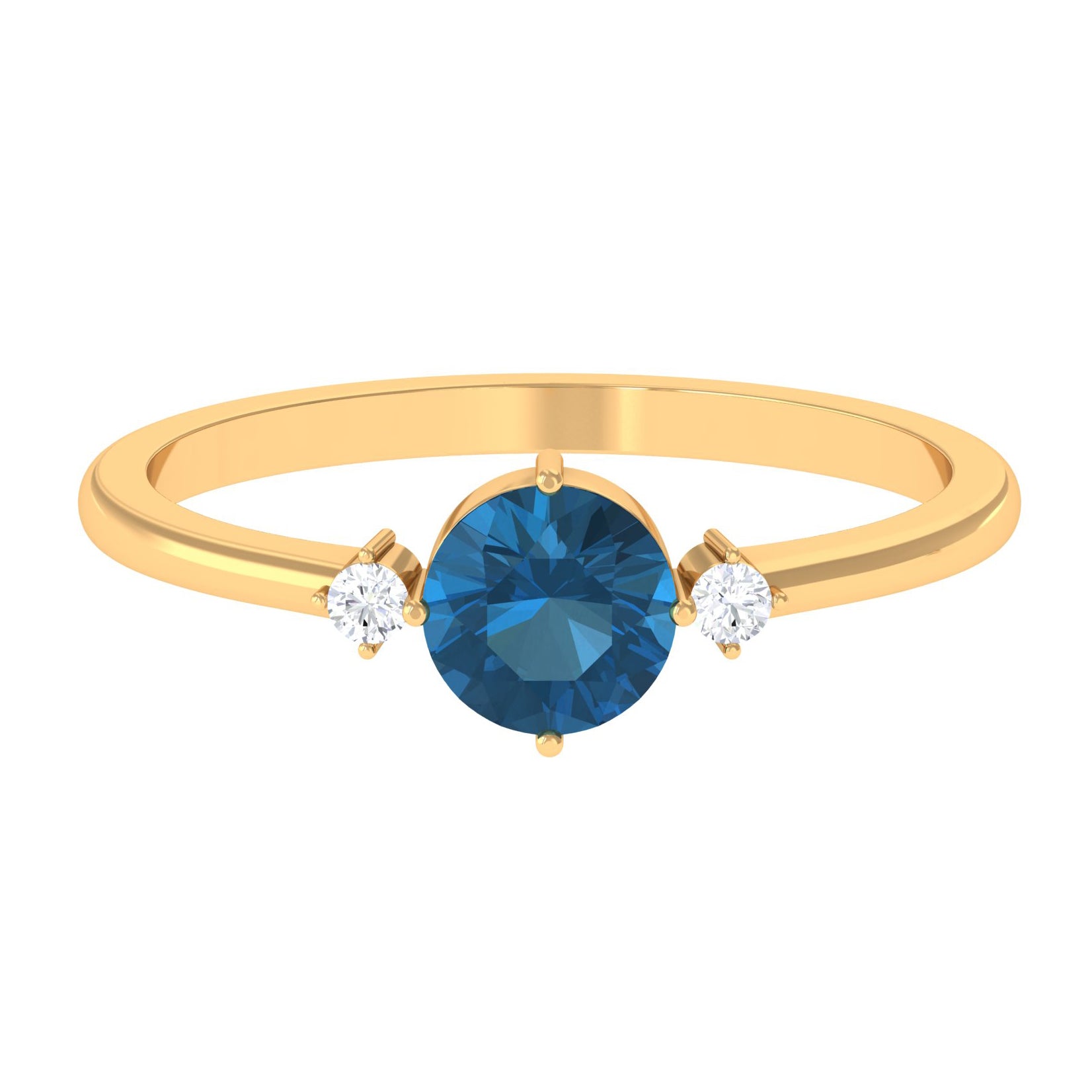 Minimal Round London Blue Topaz and Diamond Promise Ring London Blue Topaz - ( AAA ) - Quality - Rosec Jewels