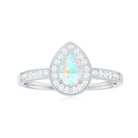 Pear Shaped Ethiopian Opal and Diamond Halo Engagement Ring Ethiopian Opal - ( AAA ) - Quality - Rosec Jewels