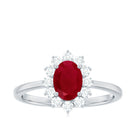 Princess Diana Inspired Ruby and Diamond Engagement Ring Ruby - ( AAA ) - Quality - Rosec Jewels