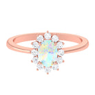 1.25 CT Princess Diana Inspired Oval Shape Ethiopian Opal Engagement Ring Diamond Halo Ethiopian Opal - ( AAA ) - Quality - Rosec Jewels