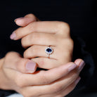 Created Blue Sapphire Princess Diana Inspired Engagement Ring Lab Created Blue Sapphire - ( AAAA ) - Quality - Rosec Jewels