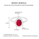Princess Diana Inspired Oval Cut Created Ruby Engagement Ring Diamond Halo Lab Created Ruby - ( AAAA ) - Quality - Rosec Jewels