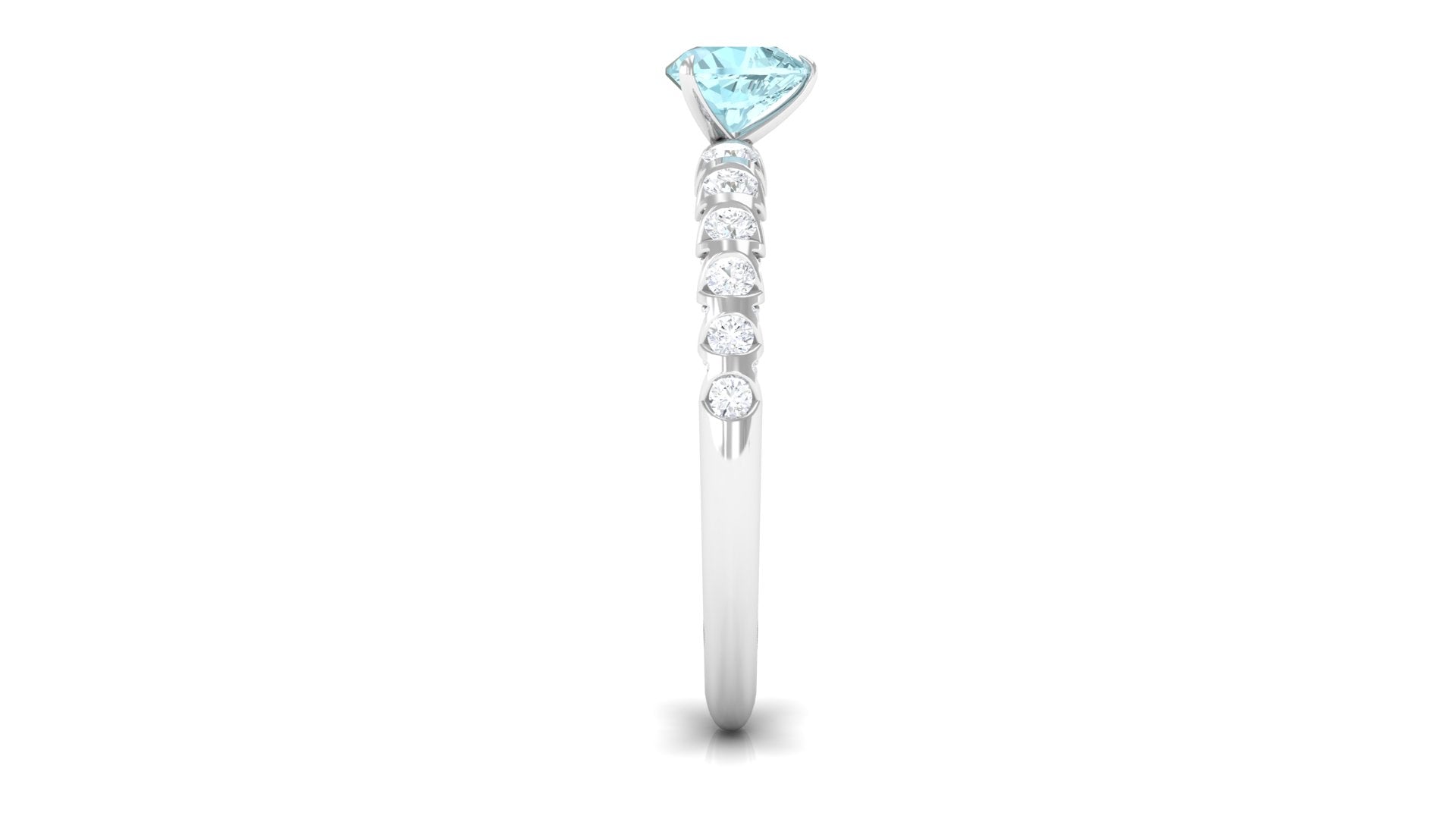 Claw Set Heart Sky Blue Topaz and Diamond Engagement Ring Sky Blue Topaz - ( AAA ) - Quality - Rosec Jewels