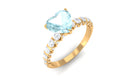 Claw Set Heart Sky Blue Topaz and Diamond Engagement Ring Sky Blue Topaz - ( AAA ) - Quality - Rosec Jewels