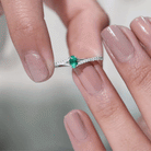 Oval Lab Grown Emerald Promise Ring with Diamond Split Shank Lab Created Emerald - ( AAAA ) - Quality - Rosec Jewels
