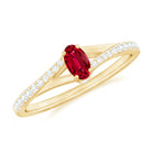 1/2 CT Split Shank Lab Grown Ruby Simple Solitaire Ring with Diamond Lab Created Ruby - ( AAAA ) - Quality - Rosec Jewels