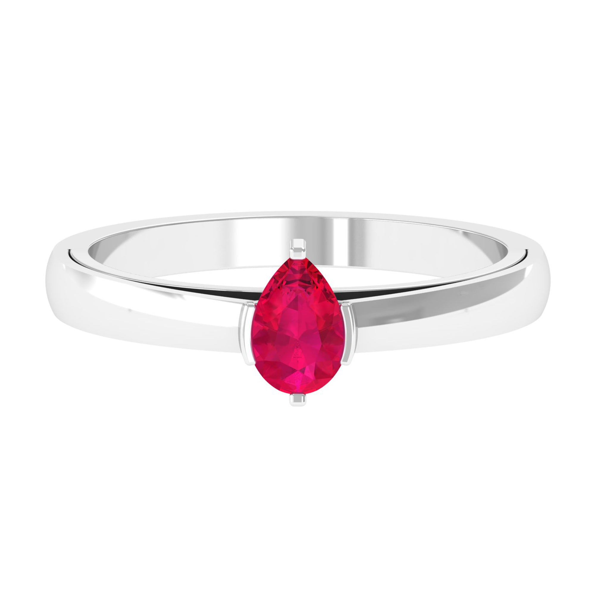 Simple Pear Cut Ruby Solitaire Promise Ring Ruby - ( AAA ) - Quality - Rosec Jewels