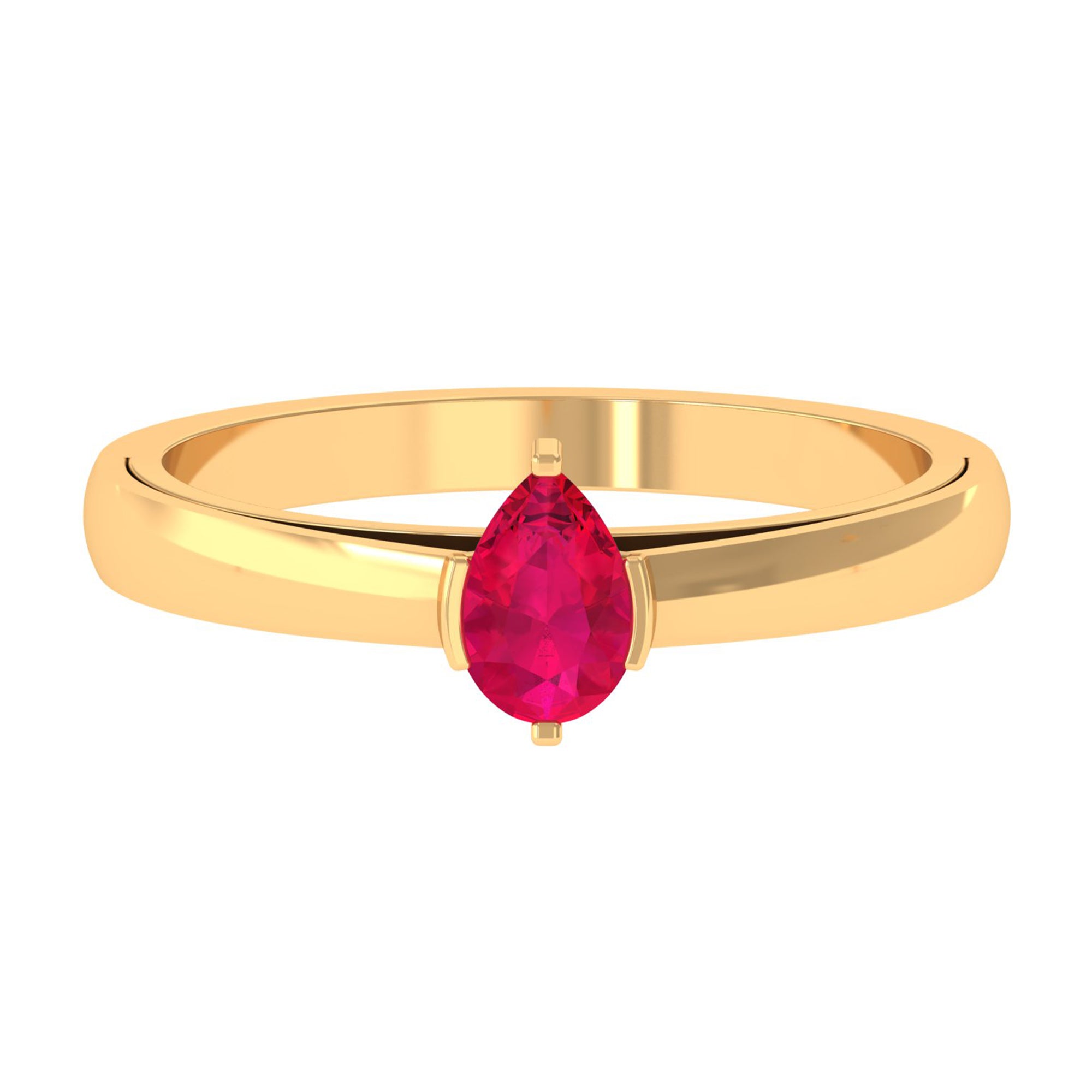 Simple Pear Cut Ruby Solitaire Promise Ring Ruby - ( AAA ) - Quality - Rosec Jewels