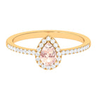 Real Morganite Classic Engagement Ring With Diamond Halo Morganite - ( AAA ) - Quality - Rosec Jewels
