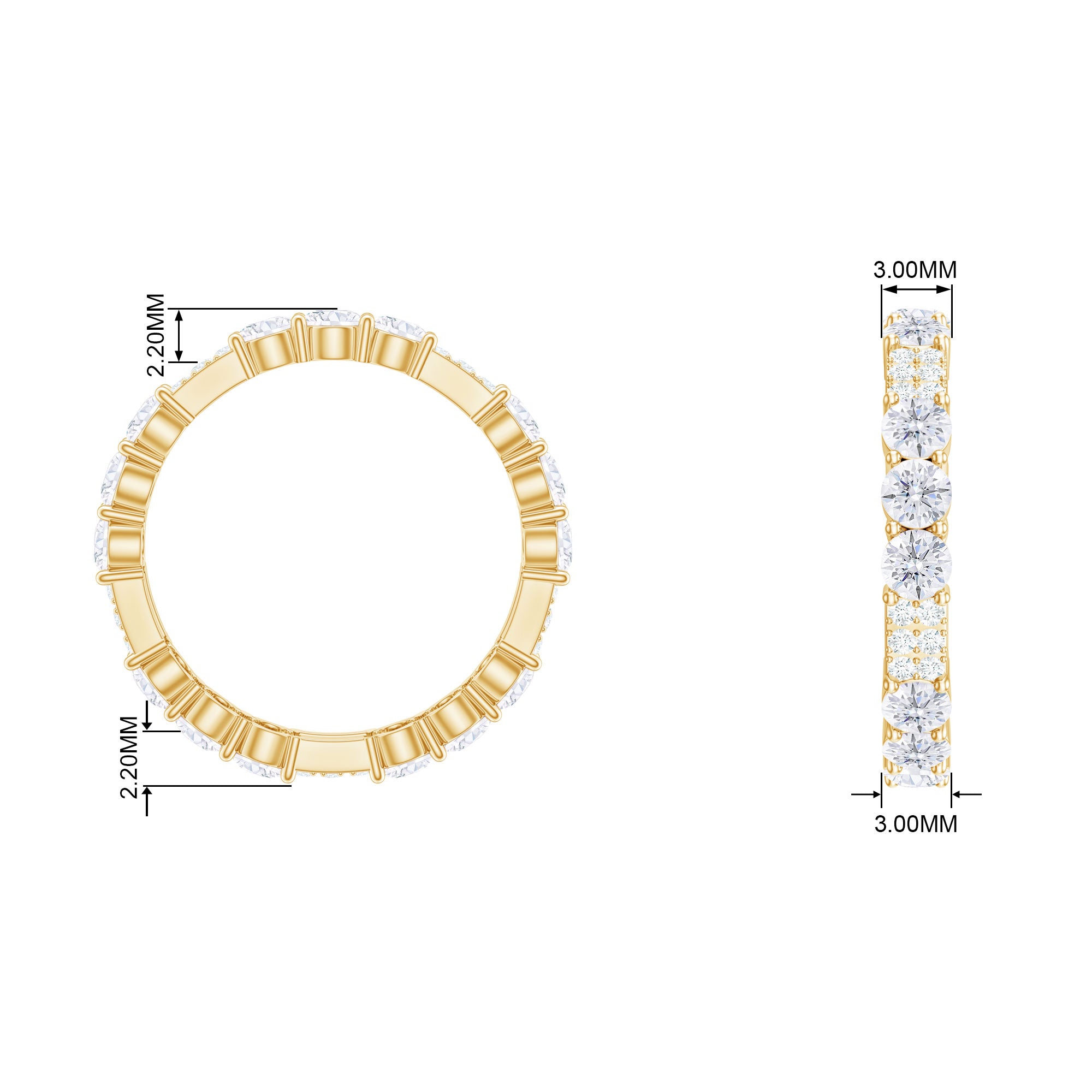 Designer Round Moissanite Full Eternity Ring Moissanite - ( D-VS1 ) - Color and Clarity - Rosec Jewels