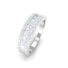 Certified Round Moissanite Wedding Band Ring Moissanite - ( D-VS1 ) - Color and Clarity - Rosec Jewels