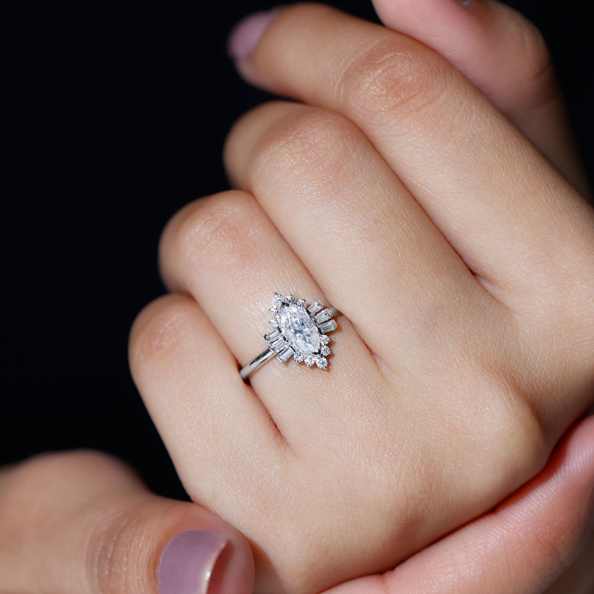 1.5 CT Certified Moissanite Antique Ring with Halo in Gold Rosec Jewels