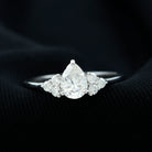 Pear Cut Moissanite Trio Engagement Ring Moissanite - ( D-VS1 ) - Color and Clarity - Rosec Jewels