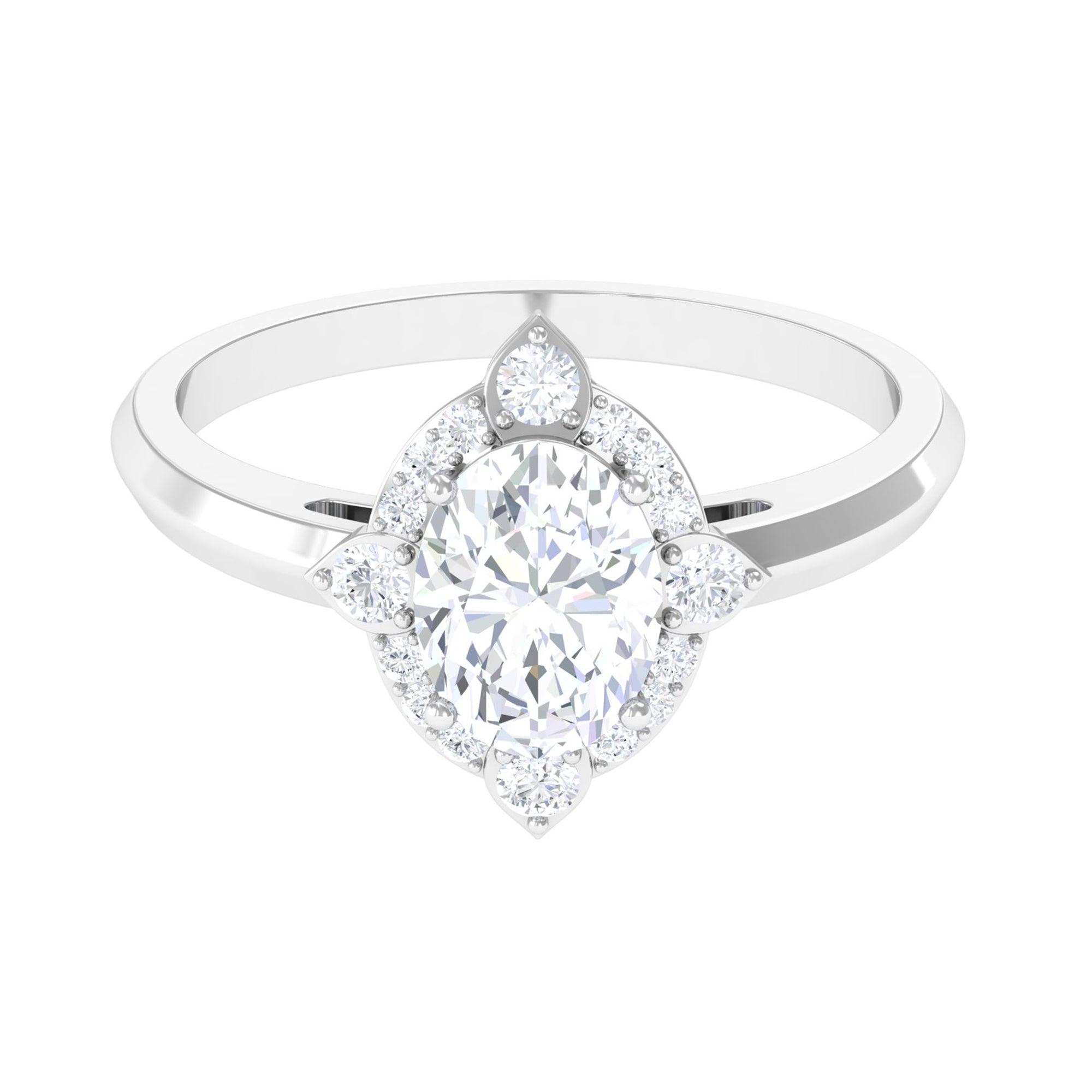 1.75 CT Oval Cut Moissanite Halo Engagement Ring Moissanite - ( D-VS1 ) - Color and Clarity - Rosec Jewels