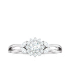 Moissanite Flower Engagement Ring with Split Shank Moissanite - ( D-VS1 ) - Color and Clarity - Rosec Jewels