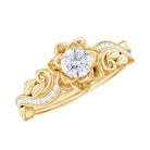 3/4 CT Flower Inspired Moissanite Engagement Ring in Gold Moissanite - ( D-VS1 ) - Color and Clarity - Rosec Jewels