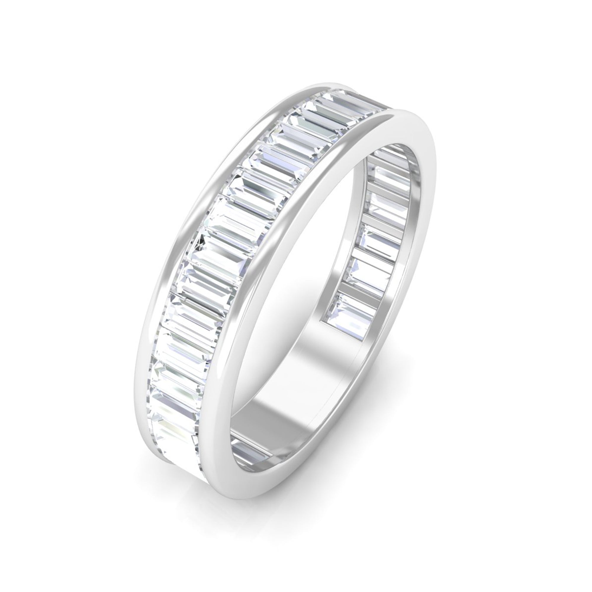 2.75 CT Channel Set Baguette Cut Moissanite Eternity Band Ring Moissanite - ( D-VS1 ) - Color and Clarity - Rosec Jewels