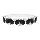 Pear Cut Black Onyx and Diamond Anniversary Band Ring in Gold Black Onyx - ( AAA ) - Quality - Rosec Jewels