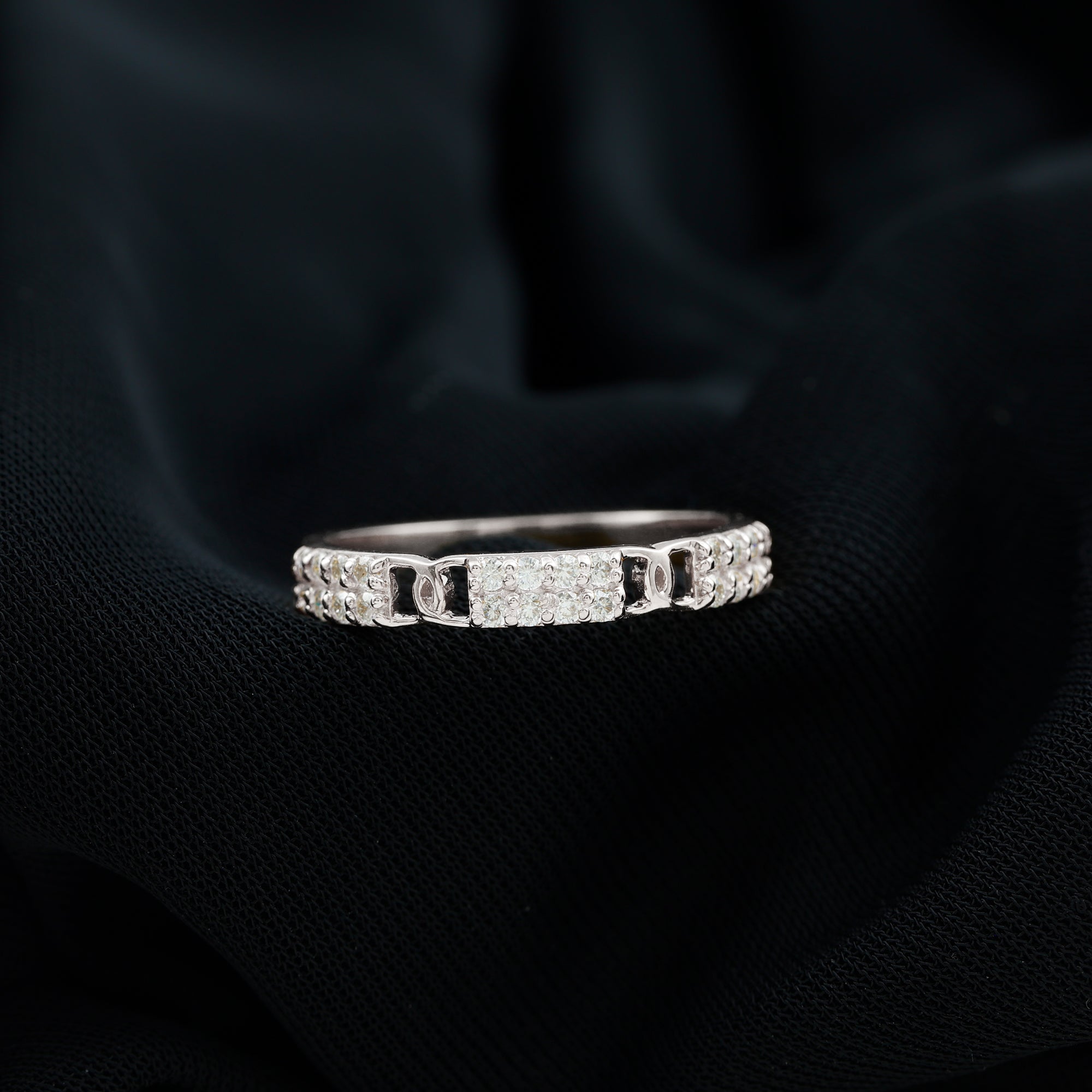 Certified Moissanite Interlock Wedding Band Moissanite - ( D-VS1 ) - Color and Clarity - Rosec Jewels