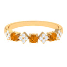Natural Citrine and Diamond Half Eternity Band Ring in Gold Citrine - ( AAA ) - Quality - Rosec Jewels