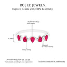 Pear Cut Natural Ruby and Diamond Half Eternity Ring Ruby - ( AAA ) - Quality - Rosec Jewels