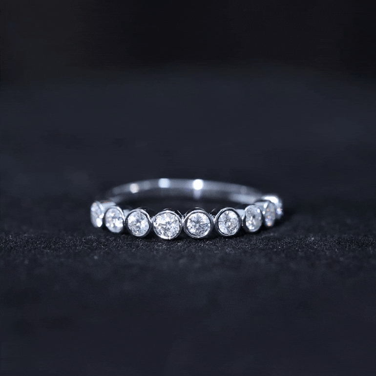 Round Moissanite Half Eternity Ring - Rosec Jewels