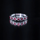 Minimal Created Ruby Half Eternity Ring in Bezel Setting Lab Created Ruby - ( AAAA ) - Quality - Rosec Jewels