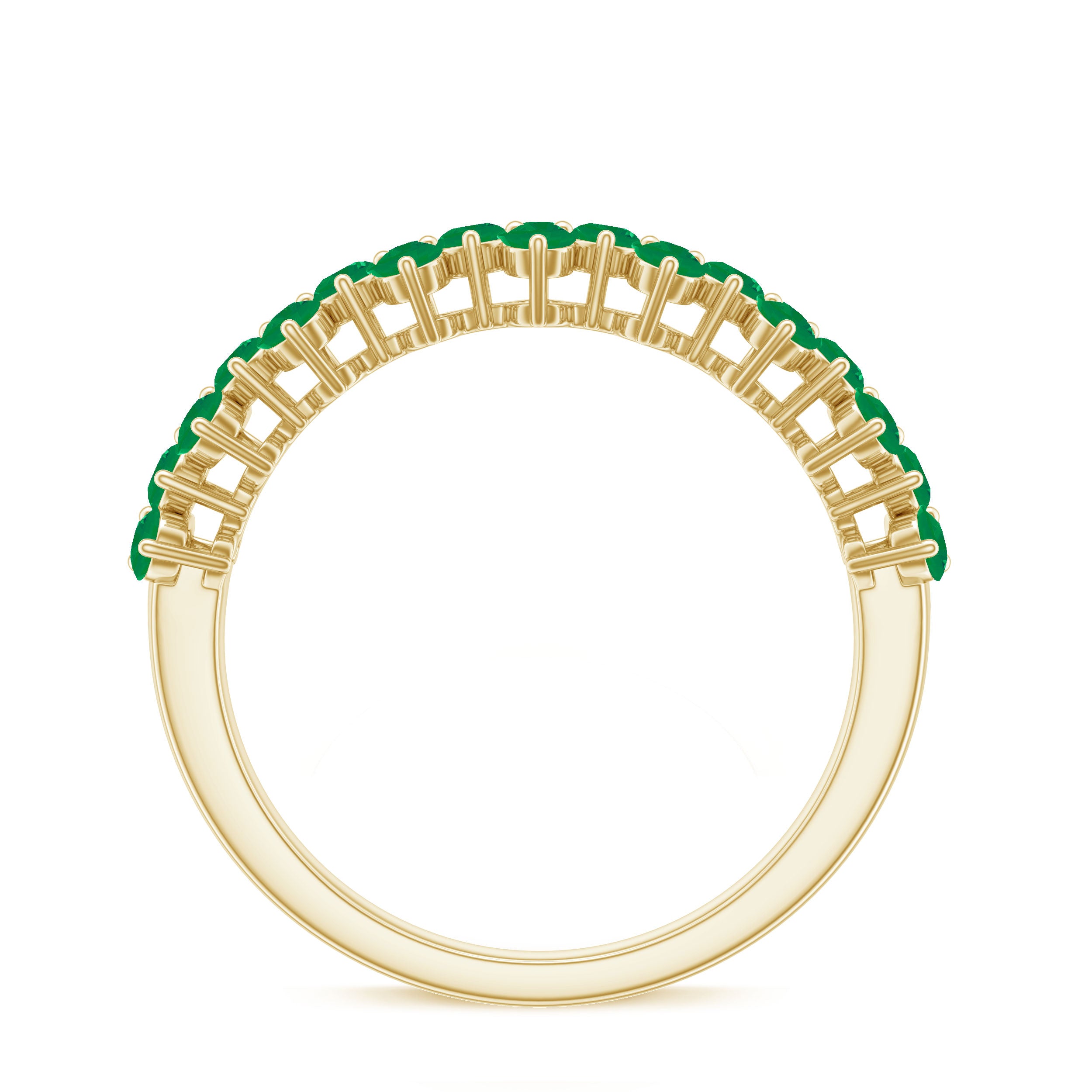 Minimal Emerald Cluster Half Eternity Ring in Prong Setting Emerald - ( AAA ) - Quality - Rosec Jewels